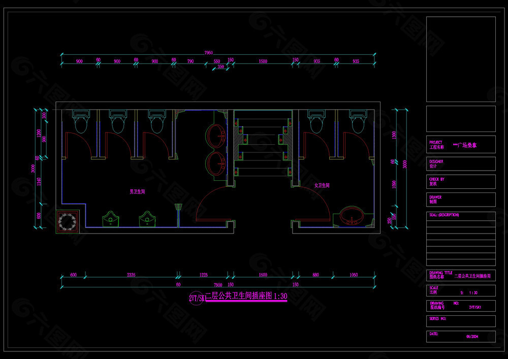 公共卫生间插座图cad图纸装饰装修素材免费下载(图片
