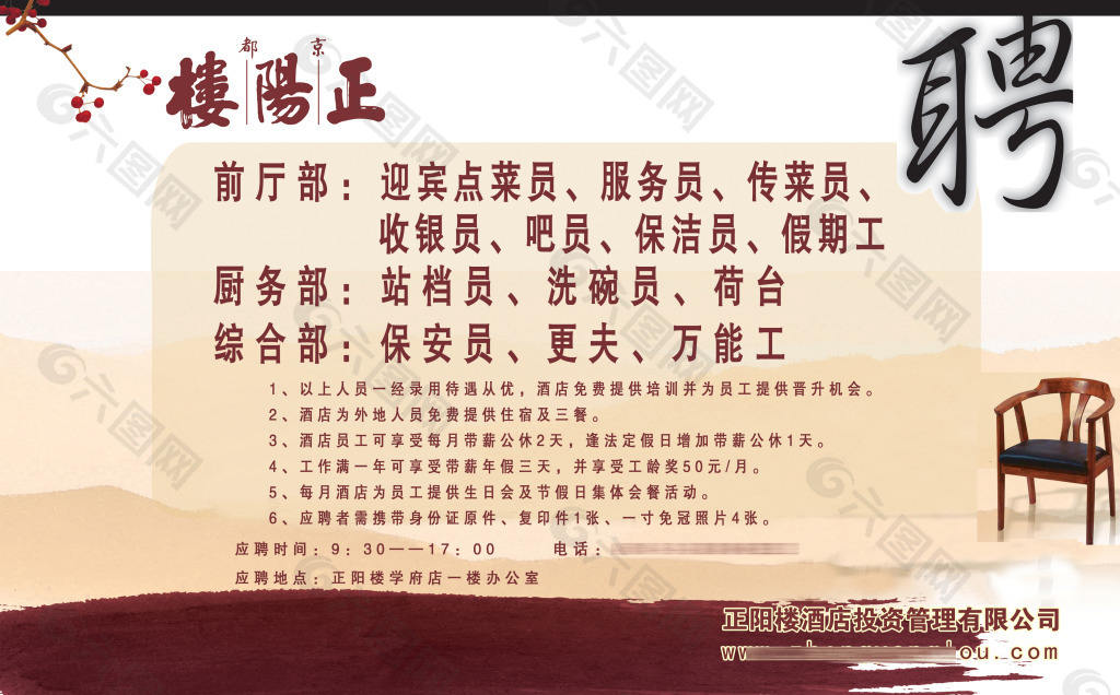 酒店招聘海報PSD素材模版