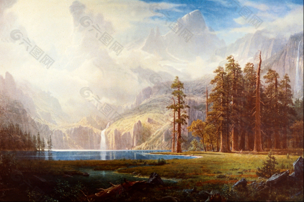 山間油畫風景