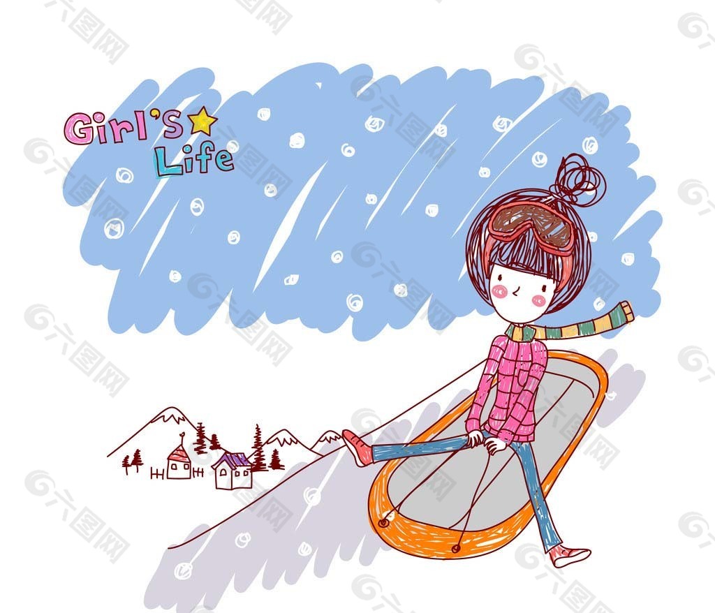 玩滑雪的女孩图片
