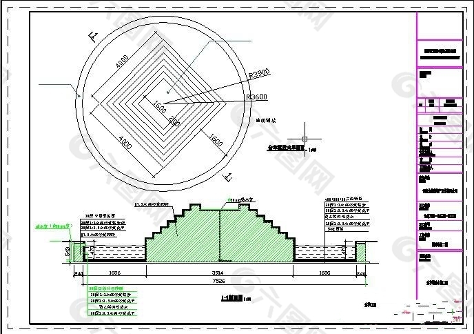 金字塔跌水施工图