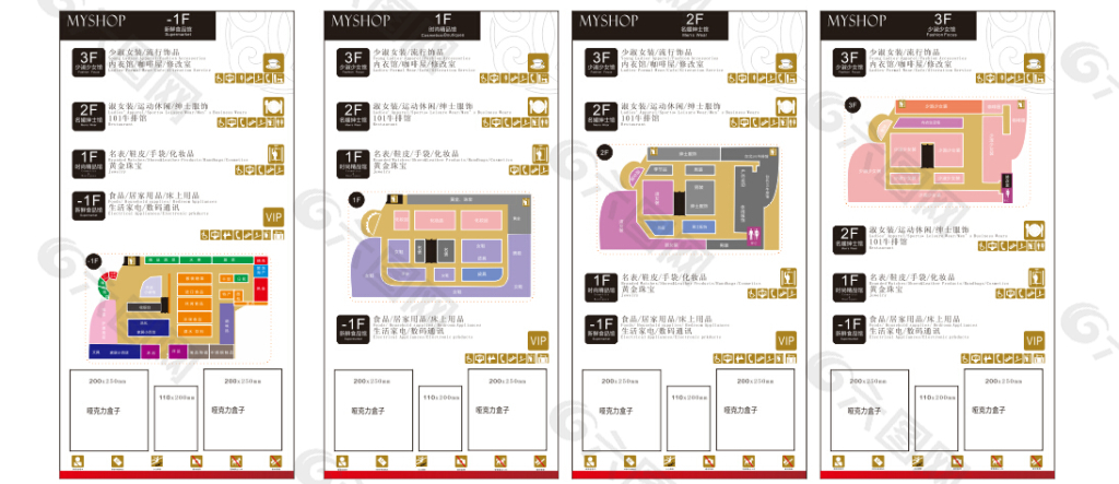 商场楼层分布及大分类图平面广告素材免费下载(图片编号:4840959-六