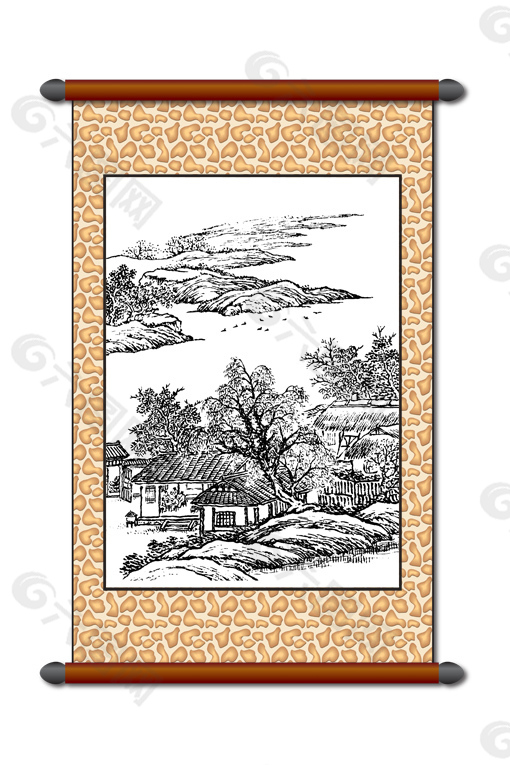 鄉(xiāng)村風(fēng)光白描圖