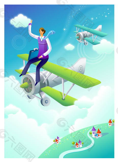 飛機男子矢量ai圖