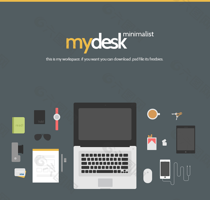 扁平化電子產品辦公桌面