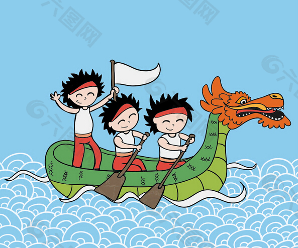 卡通劃龍舟