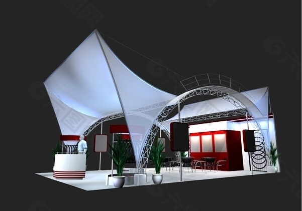 高級展臺展位設(shè)計3D模型