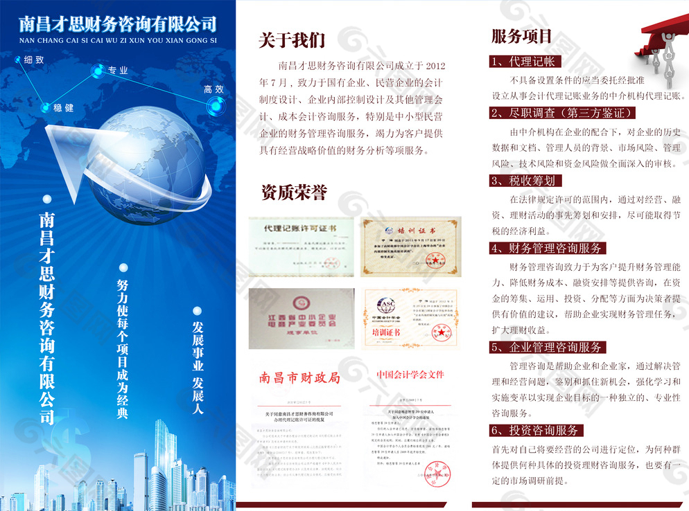 財務咨詢公司三折頁圖片