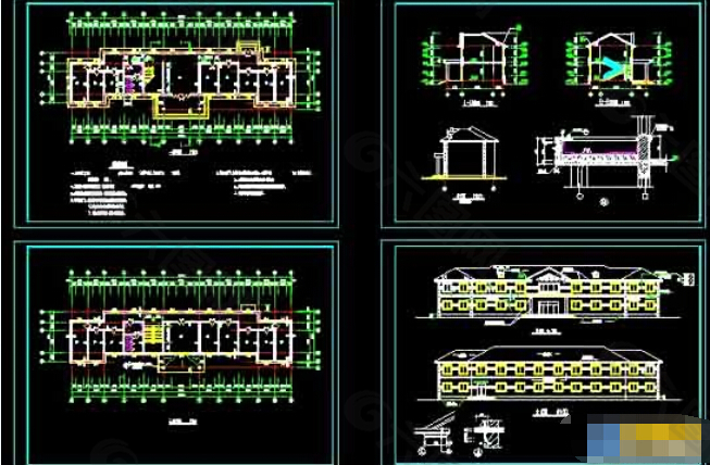 一整套兩層小型辦公樓建筑設(shè)計(jì)cad施工圖