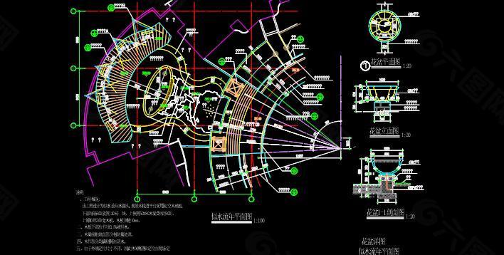 大气扇形花坛设计图纸