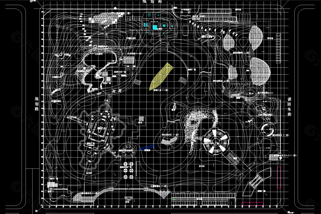 公园景观 定位网格图图片