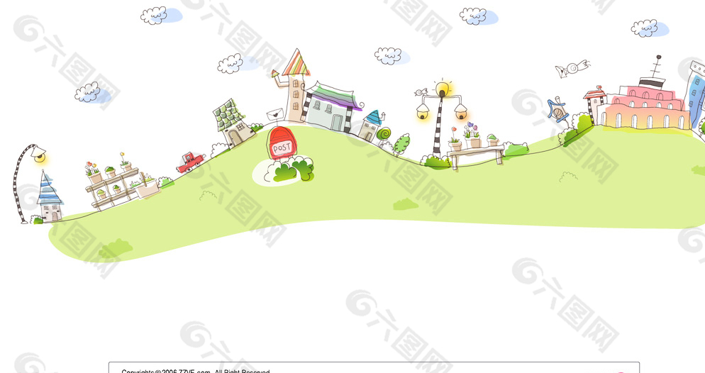 英國(guó)小鎮(zhèn)矢量插畫圖片