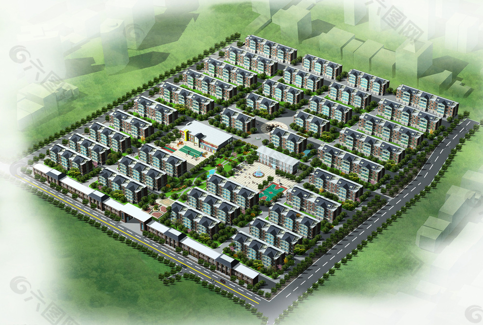小區鳥瞰圖圖片