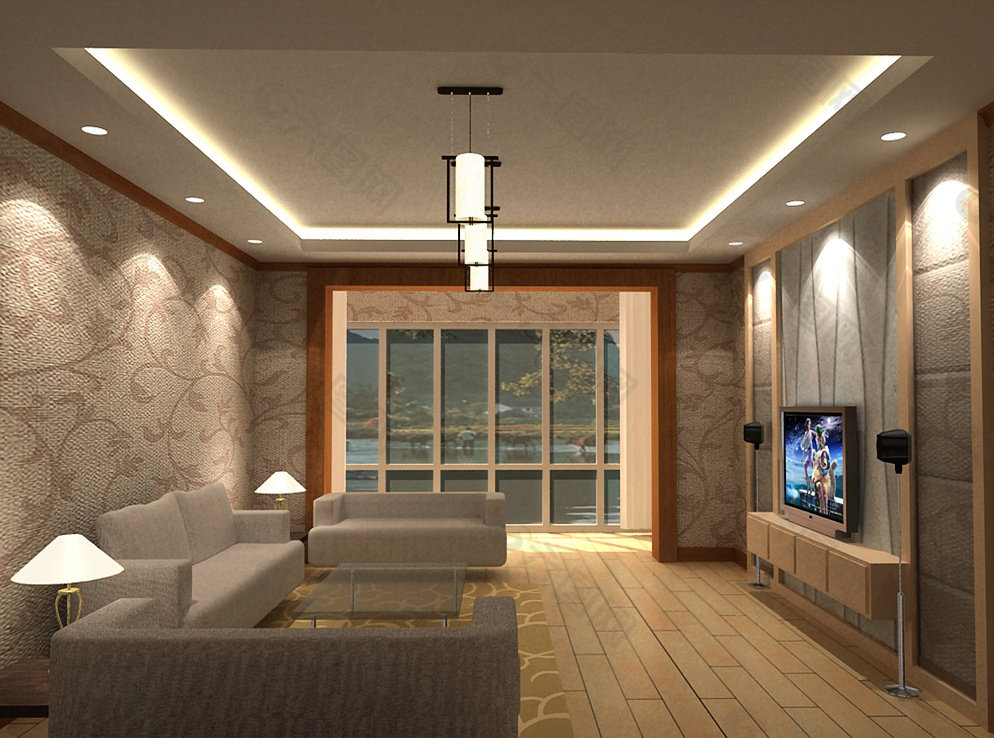 簡約客廳 3Dmax圖片
