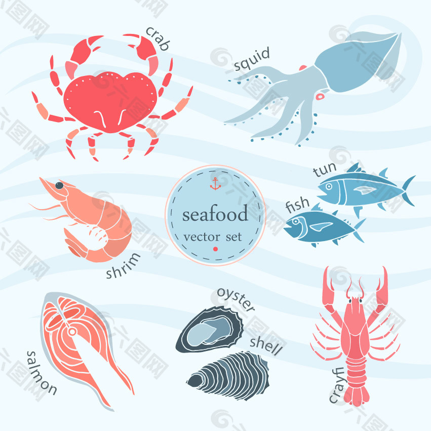 手绘海鲜插图