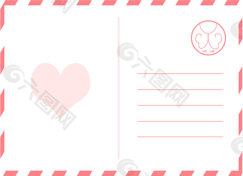 浪漫情侶愛心明信片