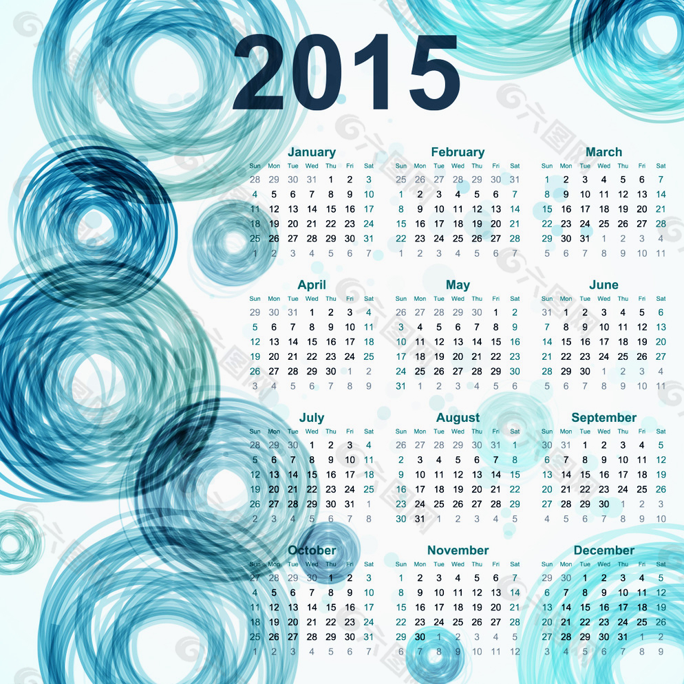 2015藍色圈年歷圖片