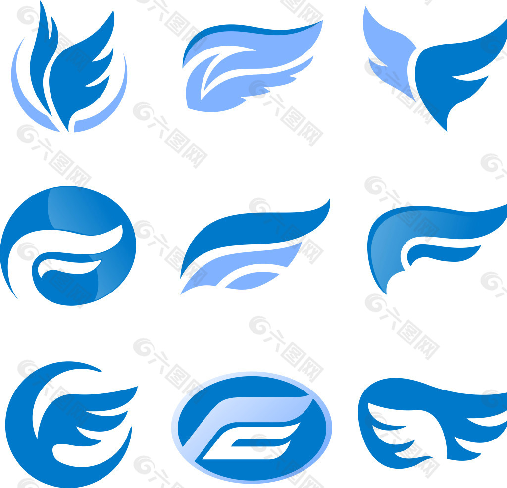 蓝色翅膀飞翔logo