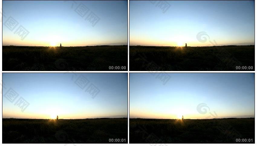 夕陽下人行走實(shí)拍視頻