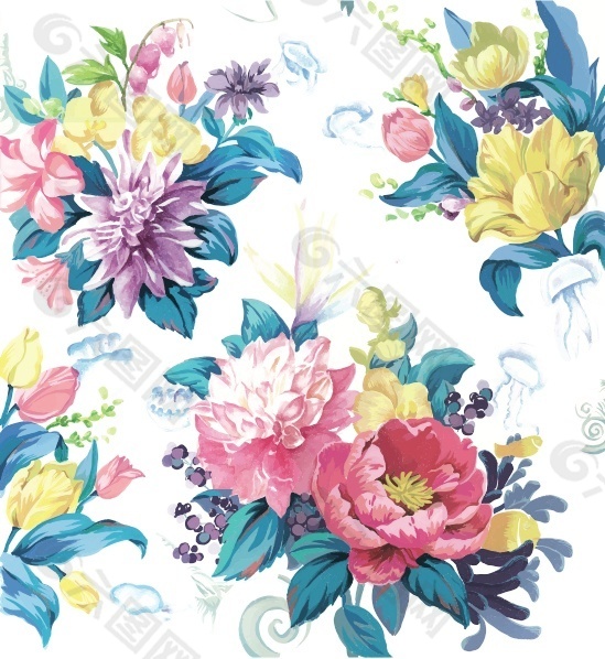 海洋主題花卉矢量元素