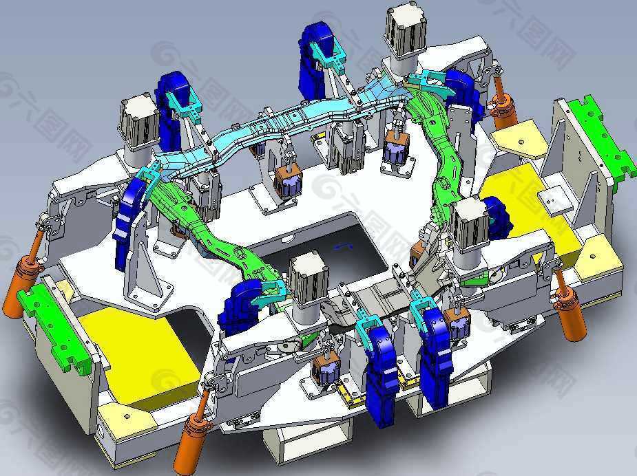 汽車前副車架焊接胎具機械模型