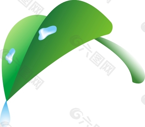 可編輯帶露珠綠葉