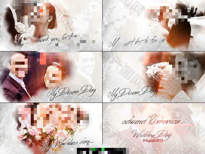 云霧繚繞的唯美浪漫婚禮幻燈片AE模板