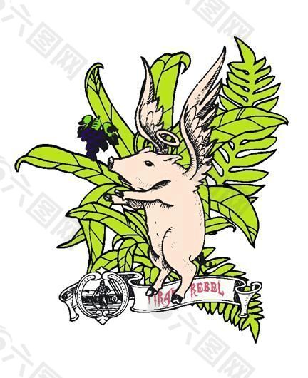 卡通動物印花 矢量CDR_126