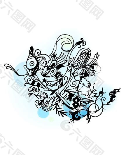 卡通動物印花 矢量CDR_031