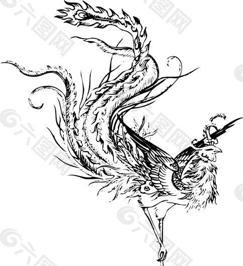 鳳凰 鳳紋圖案 鳥類裝飾圖案 矢量素材 CDR格式_0030