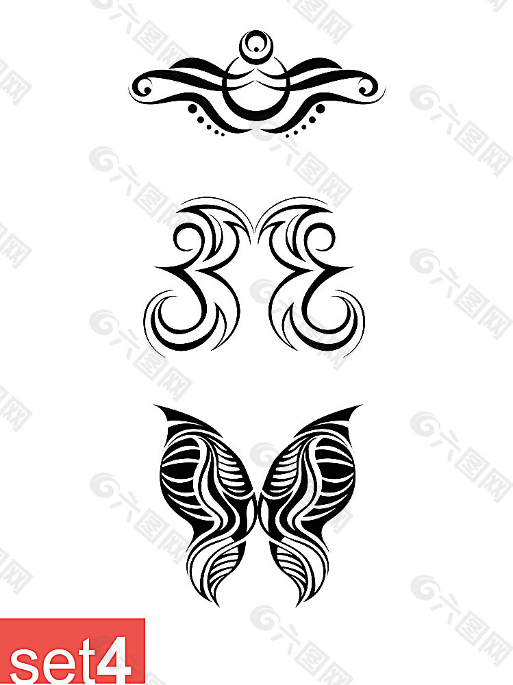 创意抽象蝴蝶纹身图案设计元素素材免费下载(图片编号