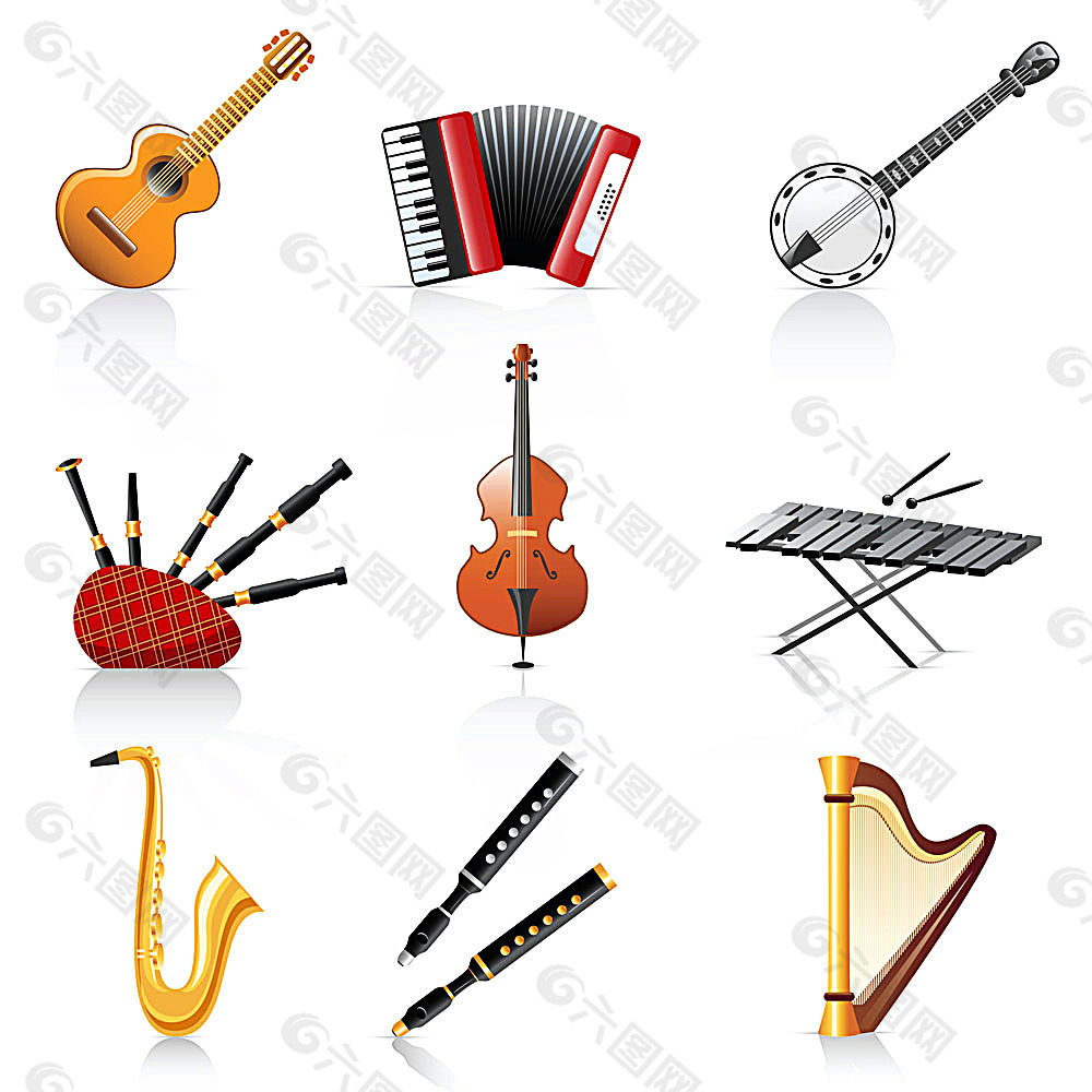 各种音乐乐器设计元素素材免费下载(图片编号:6008424