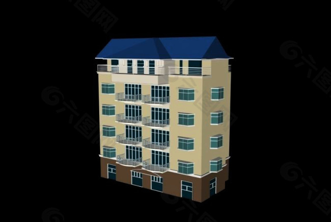 max多层住宅楼房3d模型