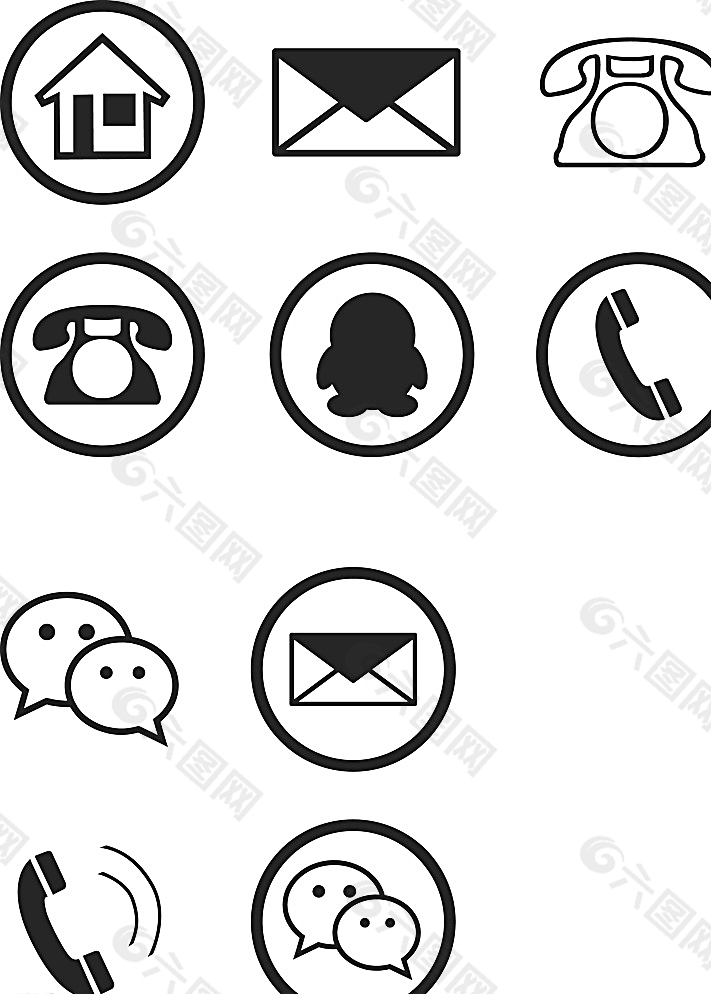 icon,图标,矢量,微信,qq,电话,邮件,设计,标志图标,其他图标,eps感