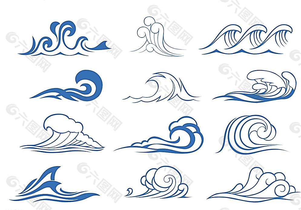 海浪,浪花,水浪,水花,矢量浪花,大浪,水,云彩,祥云,云朵,矢量边框