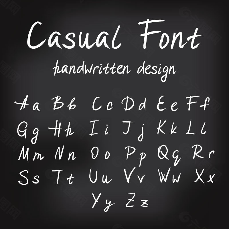 26个手写大小写字母矢量素材