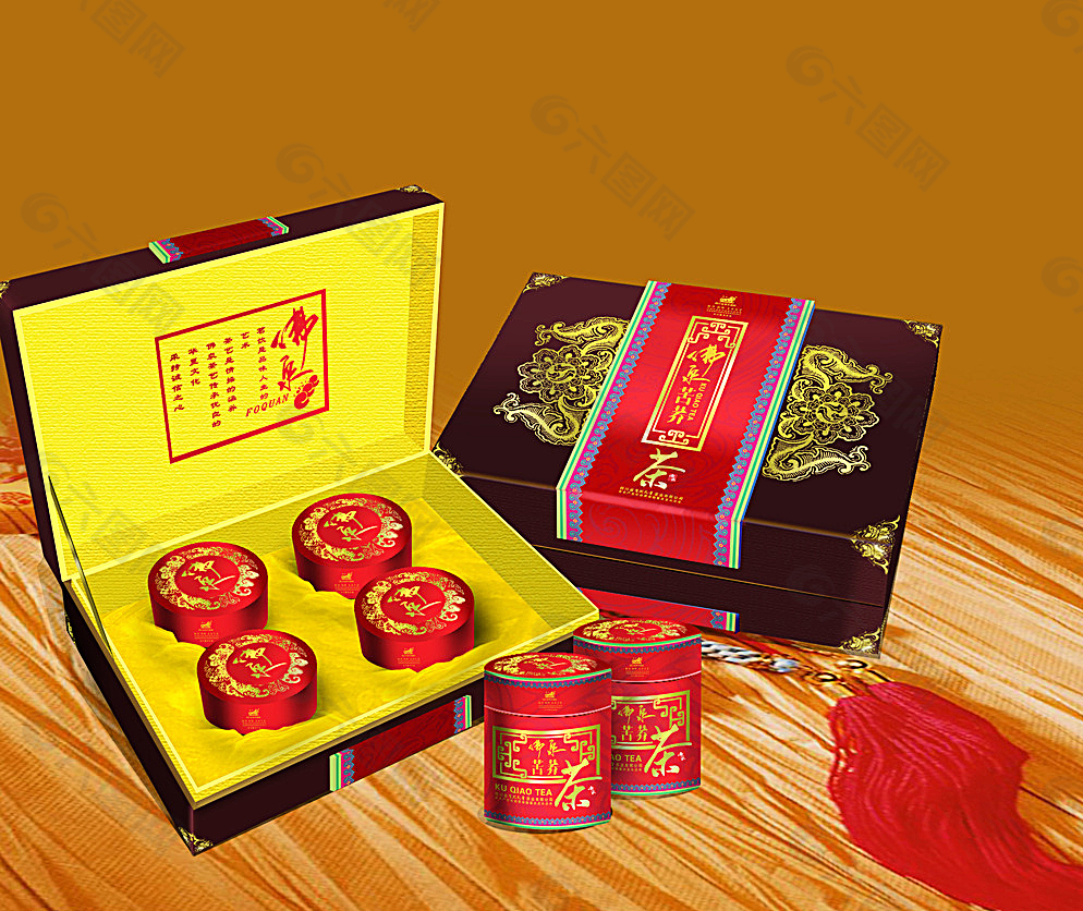 佛泉苦蕎茶高檔包裝盒設計圖片