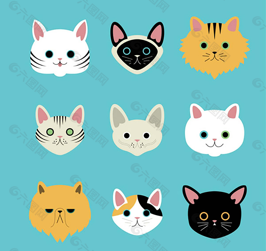 卡通猫咪头像平面广告素材免费下载(图片编号:6150006