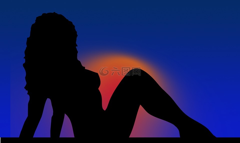 女人女人,太陽,日落
