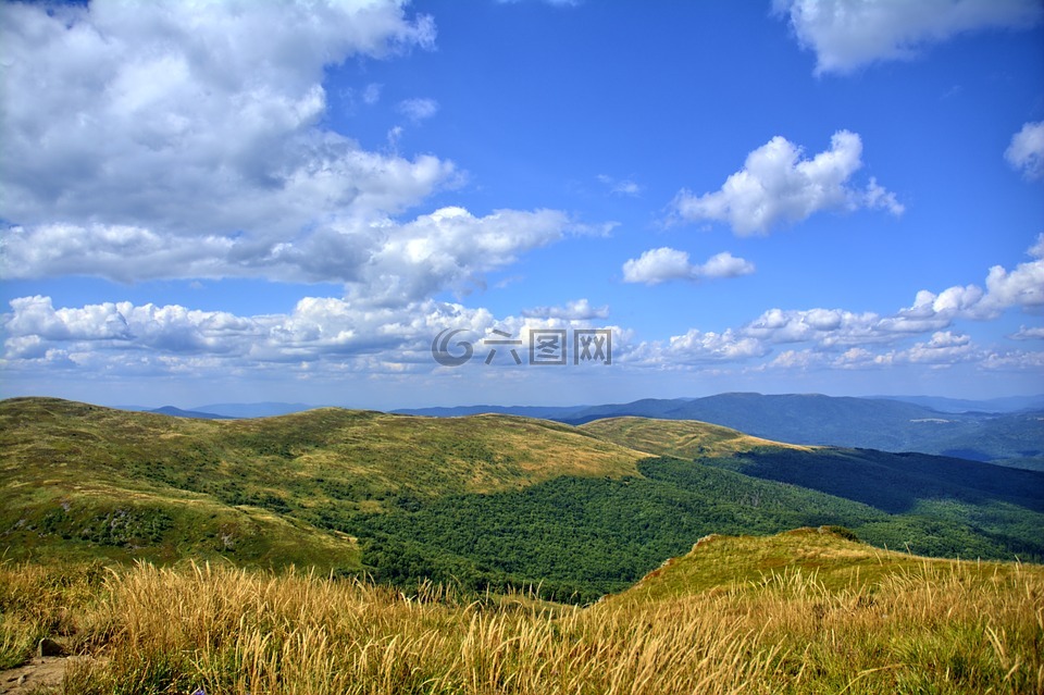 bieszczady,山,天空