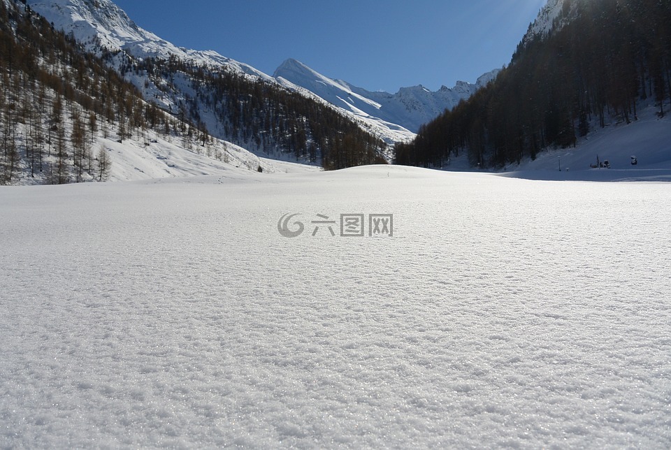 雪,景觀,不受影響
