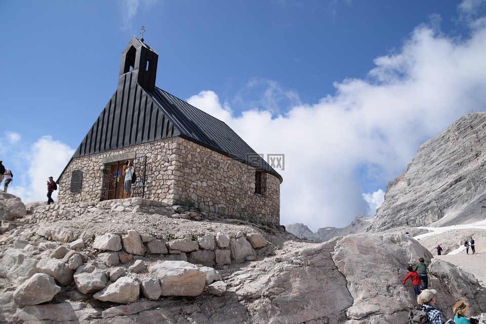 藍(lán)藍(lán)的天空,山景觀,zugspitze