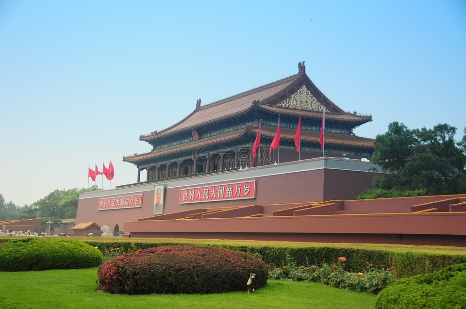 中国 北京,天安门,毛主席像