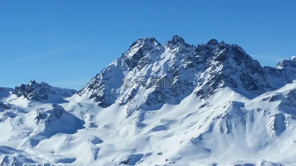 山,滑雪區(qū)域,冬天