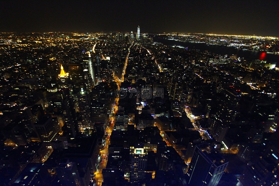 紐約,夜景,曼哈頓