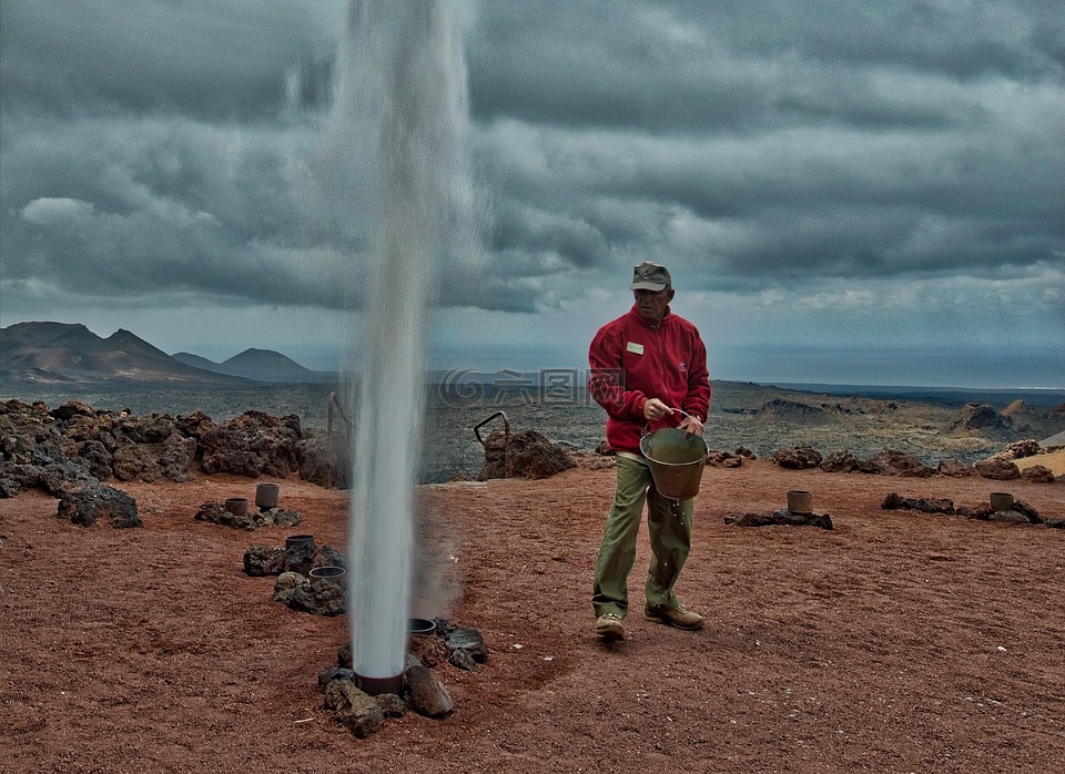 熱水器,蒸汽,火山