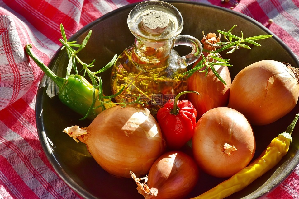 洋蔥,比薩餅,油