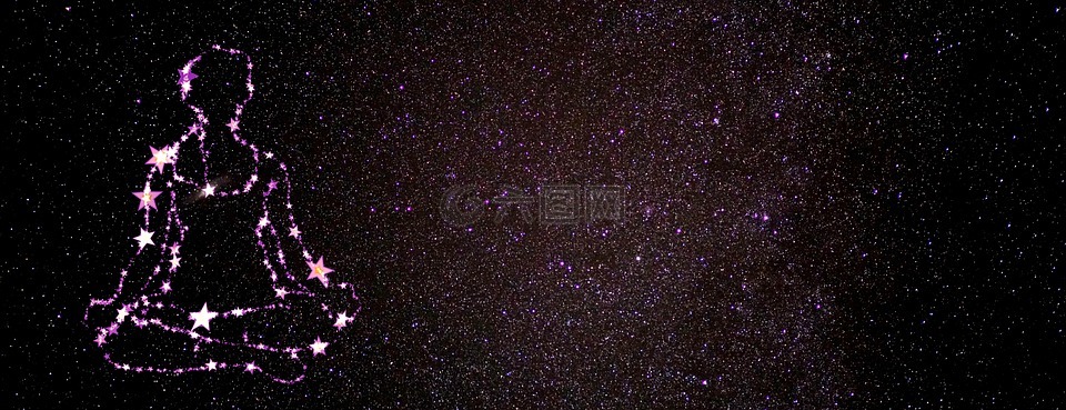 繁星點點的天空,冥想,腿