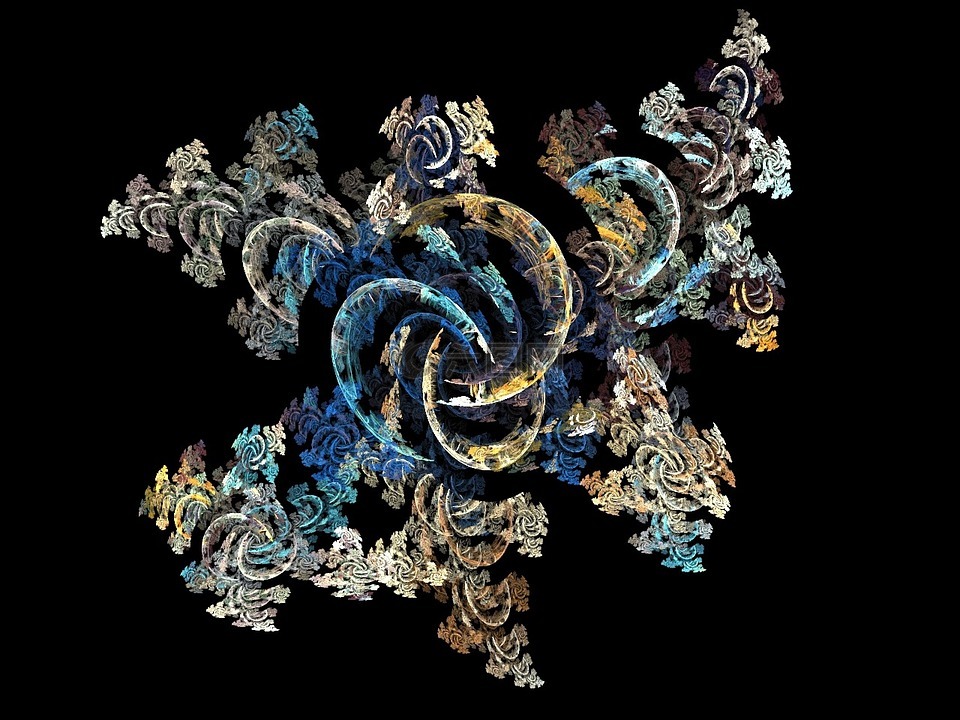 分形,蓝色,奶油