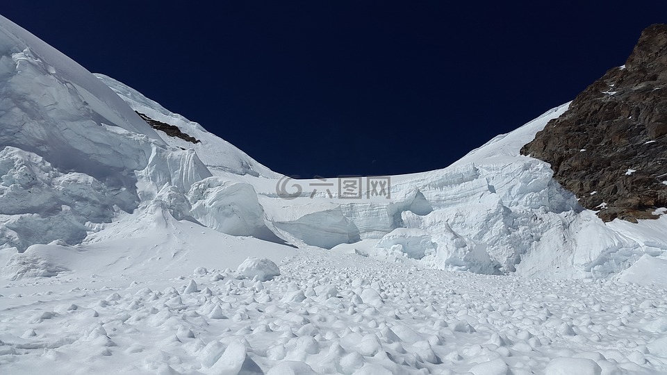 雪崩,冰川,冰塔